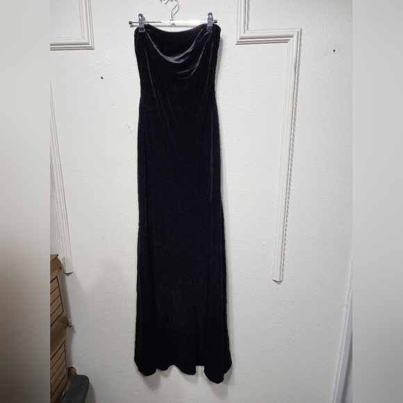 Lulus Mesmerizing Elegance Black Velvet Strapless Backless Maxi Dress S Wedding - Picture 6 of 8